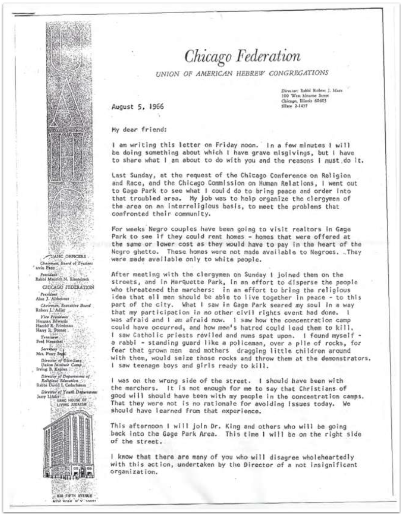 MLK Letter from Rabbi Robert Marx - 1